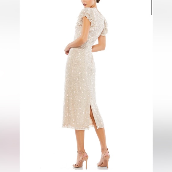 Mac Duggal Cocktail - 10810D Beaded Flutter Sleeve Dress 14 - Picture 3 of 11